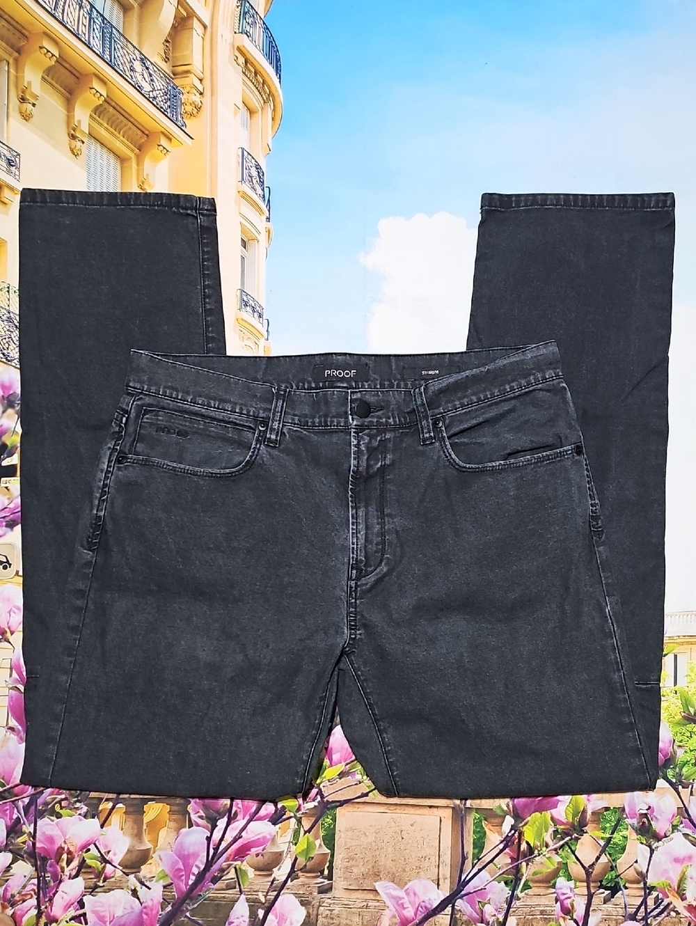 PROOF Black Men's Slim Straight Jeans 33x32
